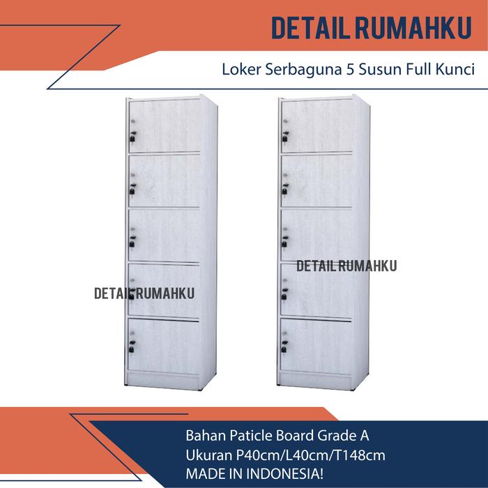 Gambar Lemari Serbaguna 5 susun/Loker Serbaguna Kunci Minimalis Termurah - Putih dari Detail Rumahku undefined Tokopedia