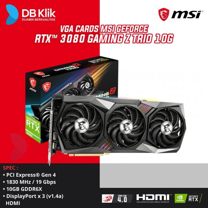 VGA MSI GeForce RTX 3080 GAMING Z TRIO 10G GDDR6X HDMI DP - LHR