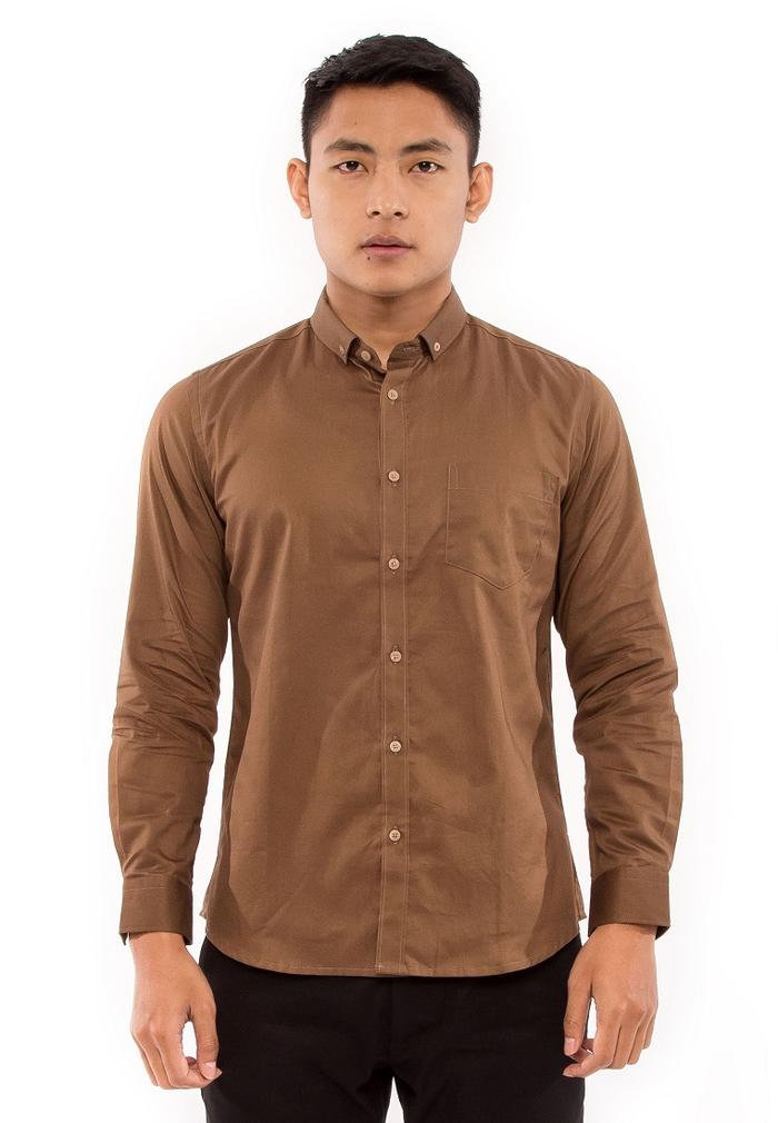 Gambar MOC Kemeja Pria Lengan Panjang Slim Fit PIXORI BESTBUY-COFFEE - XXL dari MOC Indonesia undefined Tokopedia