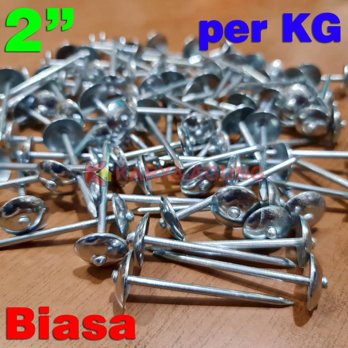 Gambar Paku Seng Biasa 2" 5 cm 1 KG Galvanis / Paku Payung Atap Asbes Roofing dari Karya Agung Sulawesi undefined Tokopedia
