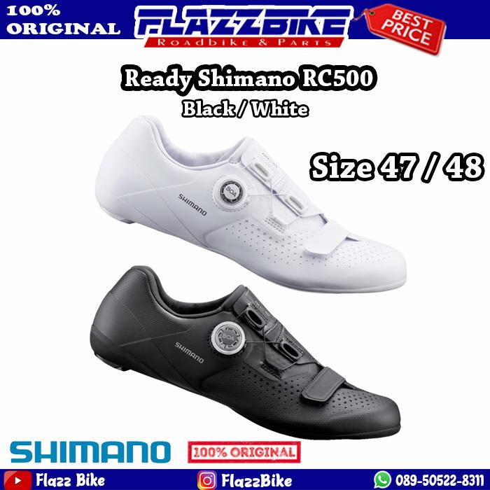 Shimano RC5 Size 47 48 Black White Sepatu Cleat Roadbike Putih Black  Black, 48