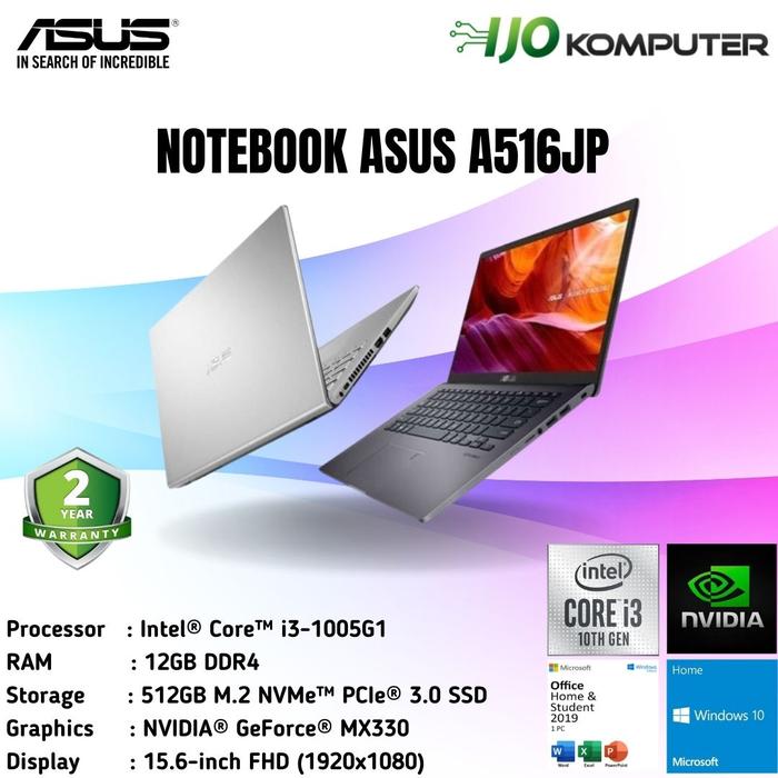Jual LAPTOP ASUS A516JP - I3 1005G1 12GB 512GB SSD MX330 15.6" WIN10 ...