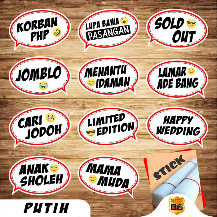 Gambar PHOTO BOOTH / PHOTO PROPS CUSTOM - Putih, KATA KATA ORI dari Niaga Digital Print_NEW undefined Tokopedia