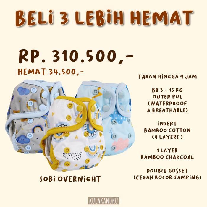 Gambar Clodi cloth diaper popok kain bayi Sobi Overnight insert bamboo cotton dari kulakandku undefined Tokopedia