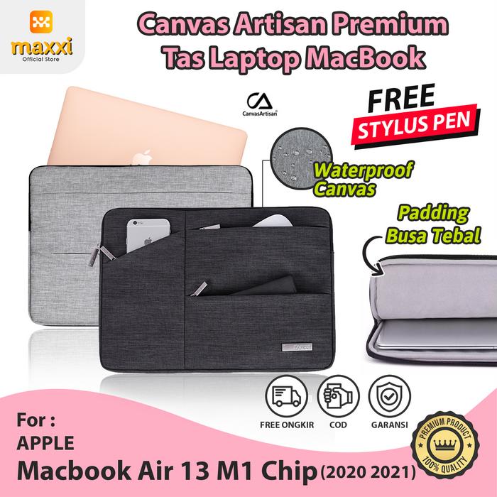 MacBook Air 13 M1 2020 2021 Tas Laptop Sleeve Bag Case Cover Canvas Abu  muda