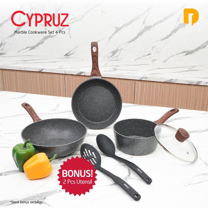 Gambar Panci Set Wajan Penggorengan Cypruz Marble Cookware Set of 7 pcs - marble 4pcs dari Apo Bae Adoo undefined Tokopedia