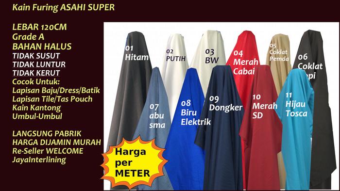 Gambar Kain Furing Asahi Super Premium Per Meter - Putih dari ZHUMAR JAYA INTERLINING undefined Tokopedia