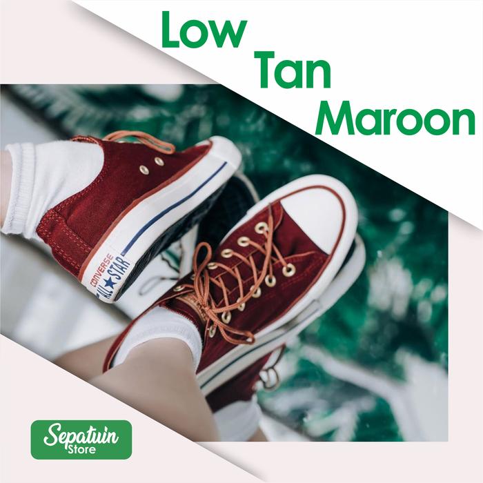 sepatu sneakers converse original all star low tan maroon 36