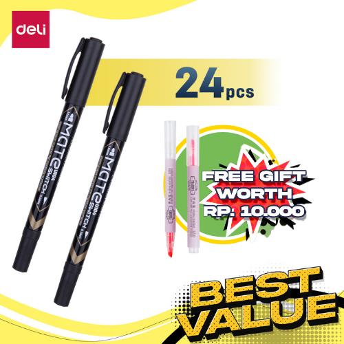 Gambar Deli Paket ATK Ekonomis 24 pcs Spidol Permanent Tinta Hitam EU10420 dari Deli Office Automative undefined Tokopedia
