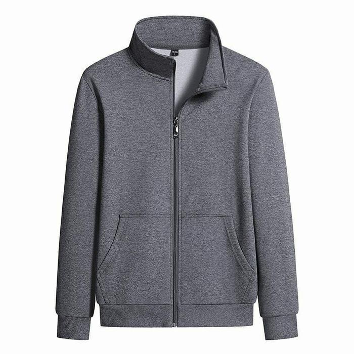 Gambar jaket sweater pria kerah tinggi tanpa hoodie - Abu tua, M dari Aslina store_NEW undefined Tokopedia