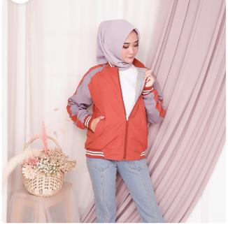 Gambar Jacket Jaket Bomber Bolak Balik Parasut Premium Original Distro Wanita - Orange, M dari Juraganmode undefined Tokopedia
