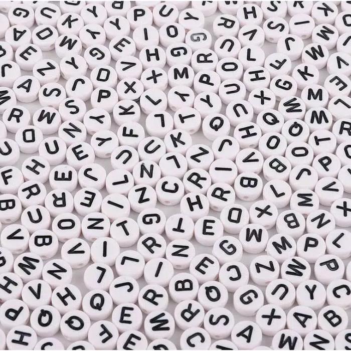 Gambar Loose Beads Alphabet / Manik Huruf Angka Akrilik DIY Craft Aksesoris - Motif 1 dari BodegadiBodega undefined Tokopedia