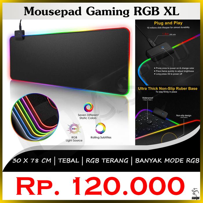Gambar Mousepad Gaming RGB Besar XL Jumbo Alas Mouse Keyboard Lampu LED Gamer - 30x78cm dari Allstore PKU undefined Tokopedia