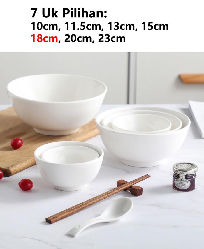 Gambar Mangkok Keramik Putih Ukuran 18cm / 20cm - 7inch 18cm dari HihappyShopping undefined Tokopedia