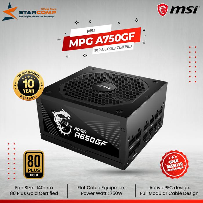 Gambar POWERSUPPLY MSI MPG A750GF 750 Watt 80+ Gold Full Modular PSU dari Starcomp Origin undefined Tokopedia