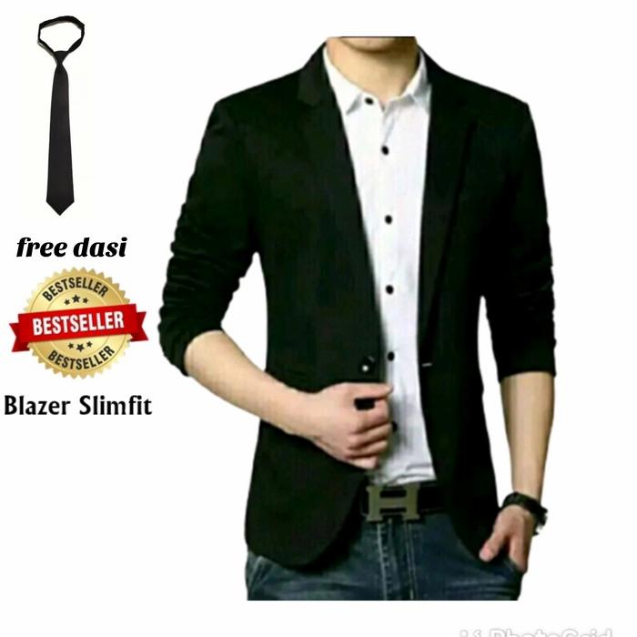 Gambar Blazer pria/Jas pria/Jas resmi Hitam list putih - Hitam, M dari TrustStore998 undefined Tokopedia
