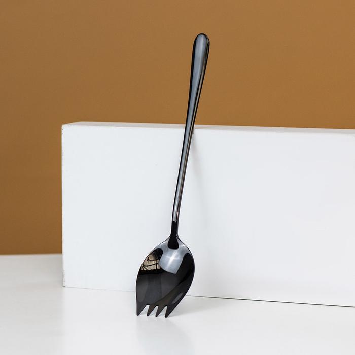 Gambar Spork Spoon Fork Stainless - Sendok Garpu Makan 2in1 Hotel Cutlery - Hitam dari Conalli undefined Tokopedia