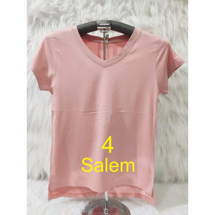 Gambar Atasan wanita polos/atasan baju wanita katun premium vneck/kaos wanita - salem dari vv-olshop undefined Tokopedia