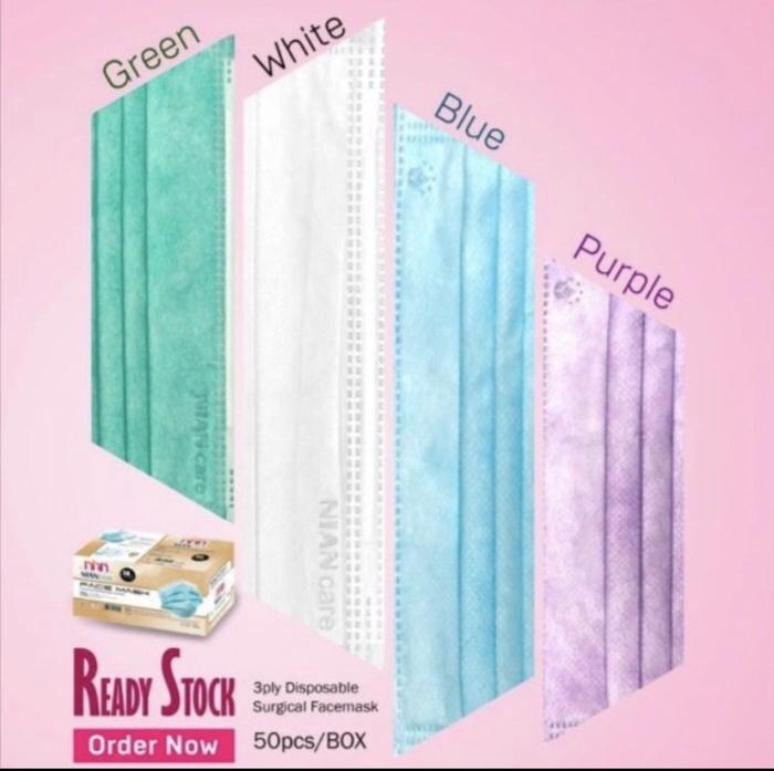 Gambar Masker Medis Niancare 3ply isi 50 Surgical Mask Pastel RESMI KEMENKES - GREEN (Hijau) dari Emikoawa undefined Tokopedia