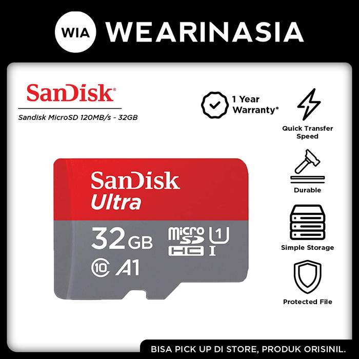 Gambar Sandisk Micro SD 120mbps 32/64/128/256 GB Kartu Memory HP Original - 32GB dari WIA OFFICIAL undefined Tokopedia