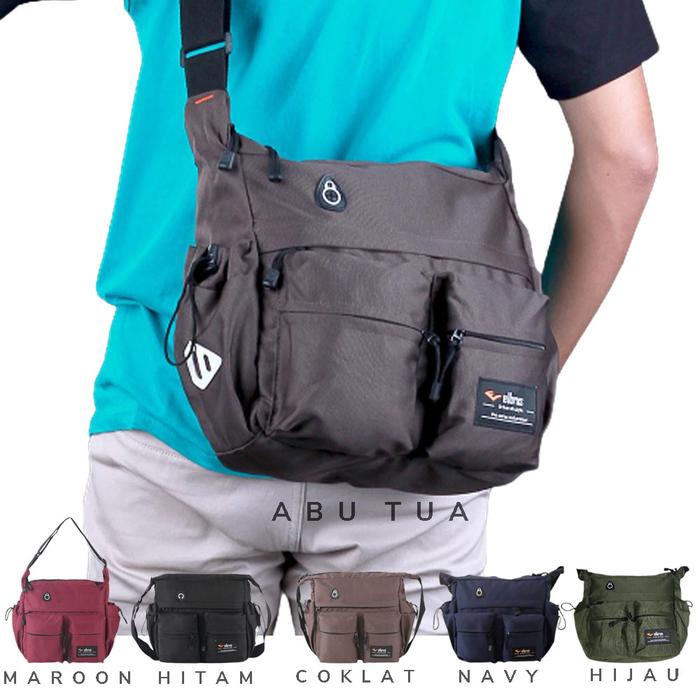 Gambar Tas Selempang Besar Sling Bag Pria Original Murah Berkualitas TL - 800 Abu Tua dari da wa la undefined Tokopedia