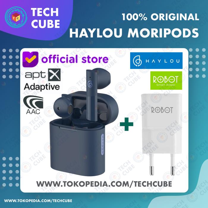 Gambar Haylou T33 Moripods TWS Wireless Earphone Headset Earbuds Alt GT5 GT3 - Navy+Adaptor dari Tech Cube Store undefined Tokopedia