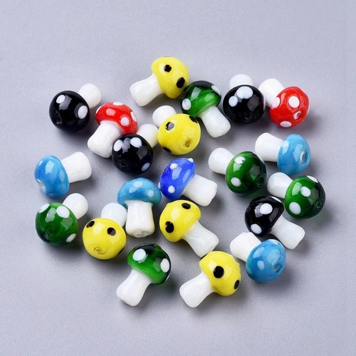 Gambar Manik Manik Kaca Bentuk Jamur Lampwork Murah Mushrooms Beads Handmade - Putih, 10mm*12mm dari Falf store undefined Tokopedia