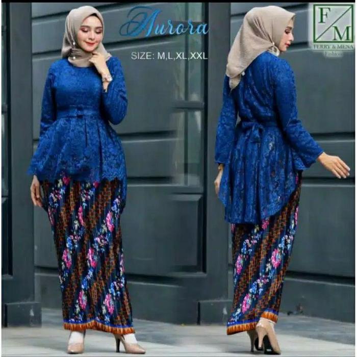 Gambar set kebaya brokat aurora (ada variasi warna&ukuran) - navy, Atasan saja dari Sovhia_Kebaya undefined Tokopedia