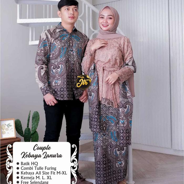 Jual BATIK COUPLE KEBAYA BROKAT ZAURA BAJU COUPLE PASANGAN