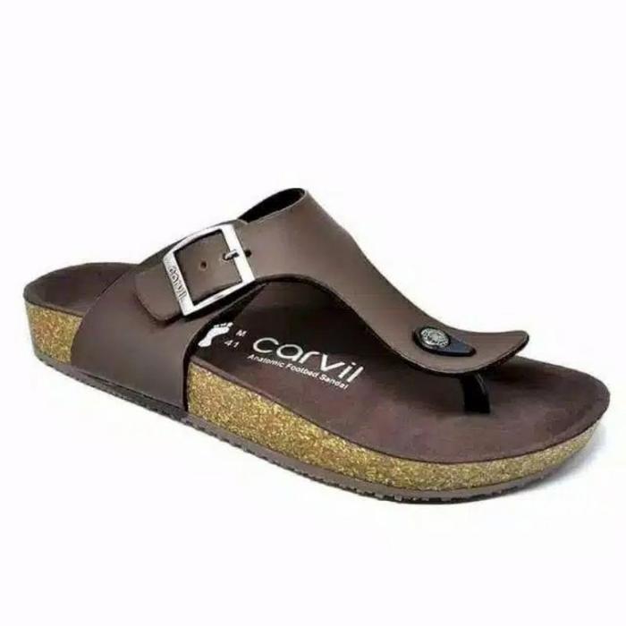 Gambar Carvil BENZO 01 Sandal Footbed ORIGINAL CARVIL - Cokelat, 39 dari Theater Shoes undefined Tokopedia