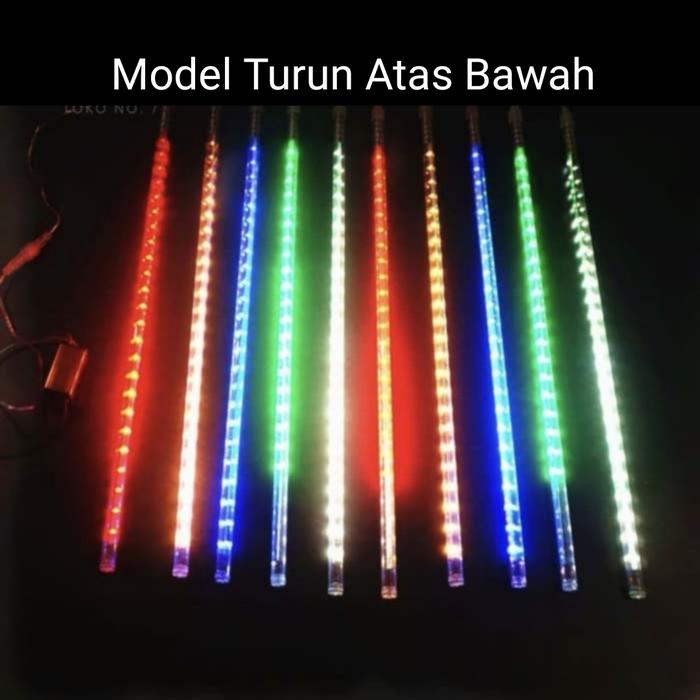 Gambar Lampu Meteor Led RGB Warna Warni Running Naik Turun 10 Batang 50 CM - atas bawah dari sumber-electric undefined Tokopedia