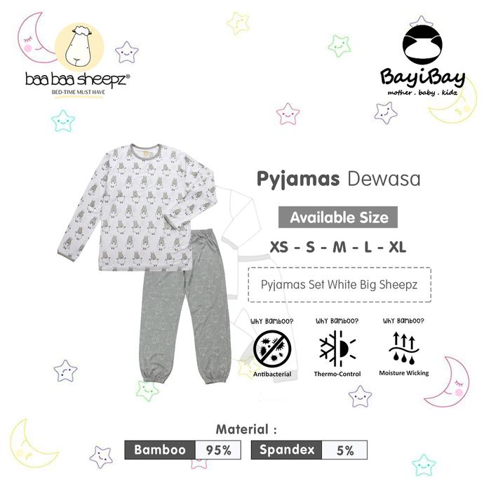 Gambar Piyama Dewasa Branded Baa Baa Sheepz / Baju Tidur Import - LONG BSW, L dari Bayibay undefined Tokopedia