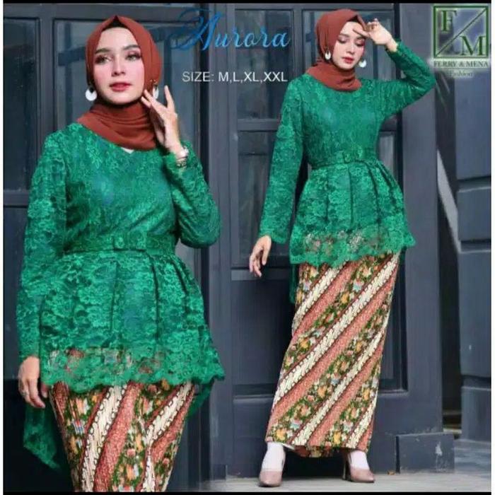 Gambar set kebaya brokat aurora (ada variasi warna&ukuran) - Ijo botol, Atasan saja dari Sovhia_Kebaya undefined 3 Tokopedia