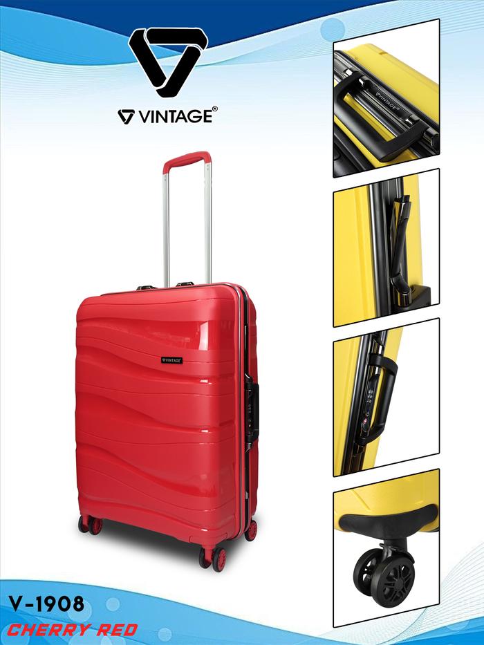 Gambar Vintage Polo Milano Koper Hardcase PP Frame 20Inch FREE Cover 908 - Cherry Red dari Polo Milano undefined Tokopedia