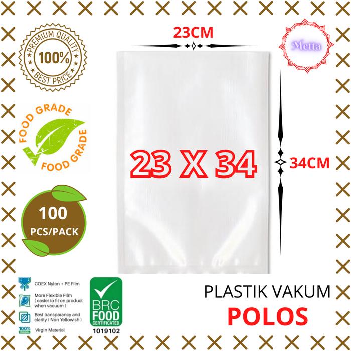 Gambar PLASTIK VAKUM MAKANAN POLOS 23x34 cm - Vacuum Bag POLOS - 100PCS/PAK dari Metta OL Shop undefined Tokopedia