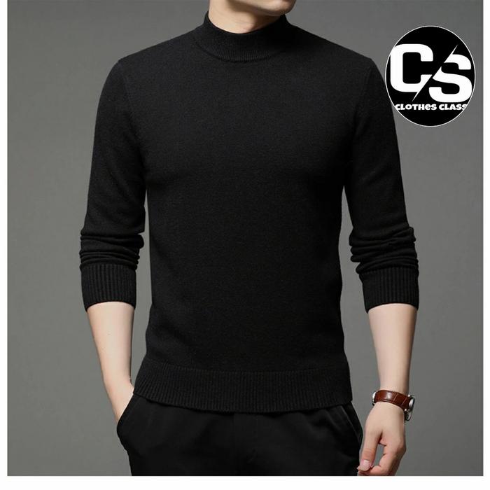 Gambar sweater pria / sweater rajut roll neck / sweater turtle neck premium - Hitam, XL dari clothes clas undefined Tokopedia