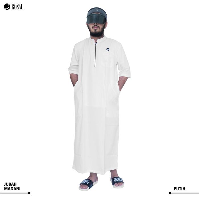 Gambar Jubah Madani lengan 3/4 keren Rosal hitam navy krem army - Putih, XL dari arsyadbl undefined Tokopedia