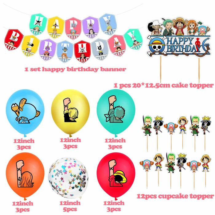 Gambar 34pcs Topper Kue Desain Anime One Piece Bajak Laut Dan Topi Jerami Unt - B dari tokopasarhalal undefined Tokopedia