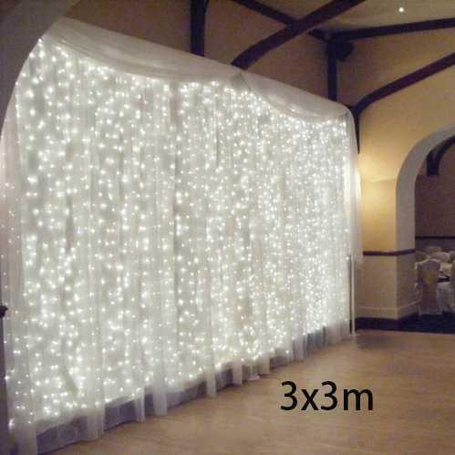 Gambar Lampu Gorden Dekorasi Wedding Fairy Light 3x3Meter 300LED 300L - White dari GudangKami online undefined Tokopedia