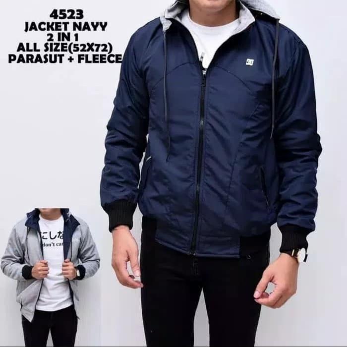 Gambar Jaket Motor Pria Wanita 2 in 1 Bolak Balik / Jaket Distro Musim Hujan - Biru Navy dari Uppala Shop undefined Tokopedia