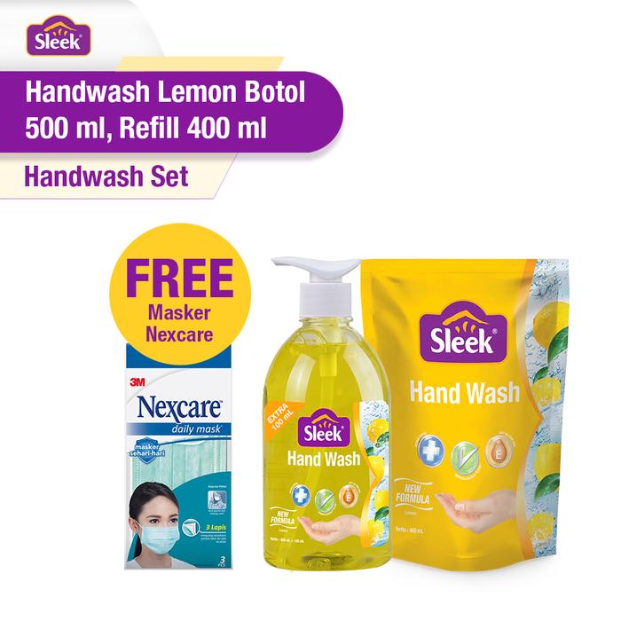 Gambar Sleek Handwash Lemon Set Free Masker Nexcare dari Sleek Baby Store undefined Tokopedia