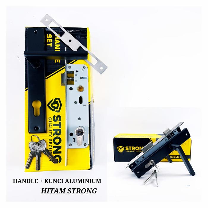 Gambar KUNCI PINTU ALUMUNIUM PUTIH SET KUMPLIT / HANDLE + KUNCI ALMUNIUM - Hitam dari TB Cijerah Jaya undefined Tokopedia