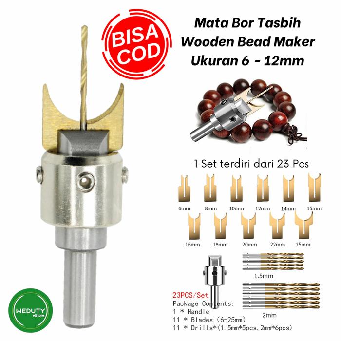 Gambar 2 PCS MATA BOR STELL KAYU TASBIH ROSARY / STEEL WOOD BEADS DRILL BIT - 6-25mm / 23pcs dari WEDUTY eStore undefined Tokopedia