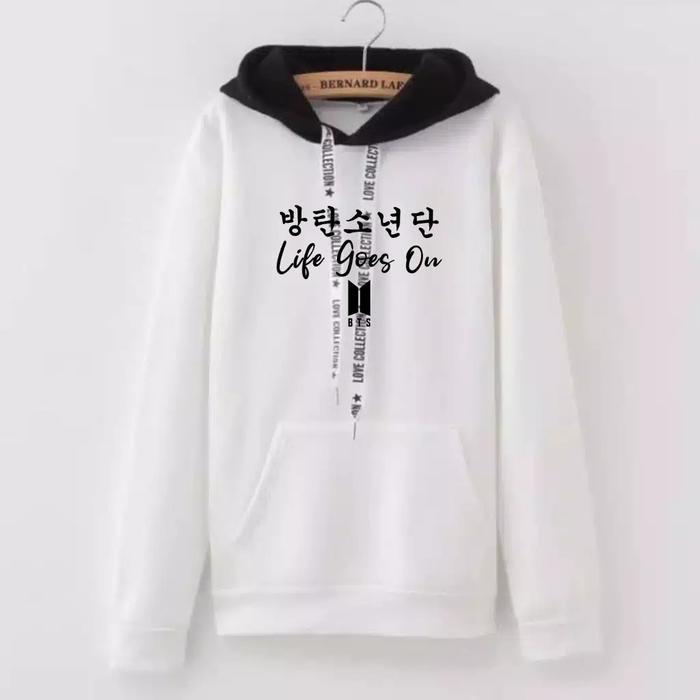 Gambar Sweater Hoodie Wanita Life Goes On BT - Putih, L dari lie su shop undefined Tokopedia