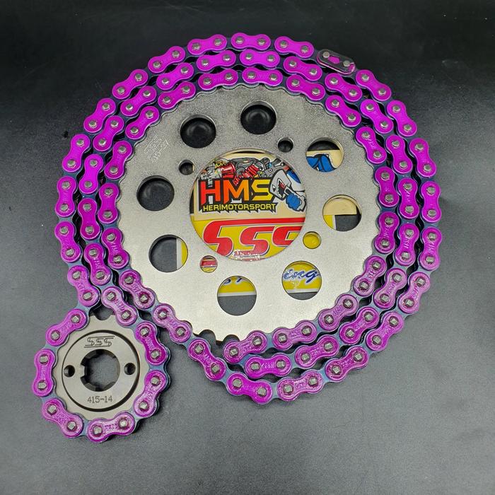 Gambar Gir Set Gear Set Sss 415 Tipis Smash-Shogun 125-Shogun Sp Rantai Gold - Ungu dari HMS RACING undefined Tokopedia