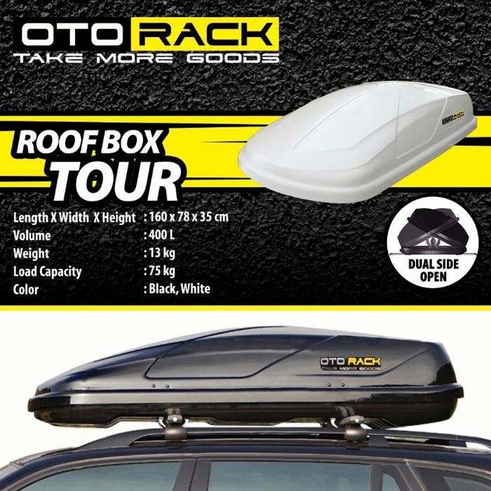 OTORACK Roof Box Tipe TOUR Kapasitas 400L Rak Bagasi RoofBox GLOSSY  BLACK
