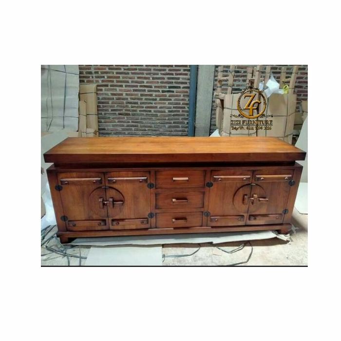 Gambar bufet tv minimalis jati/zizi furniture/bufet jati dari zizi furniture undefined Tokopedia