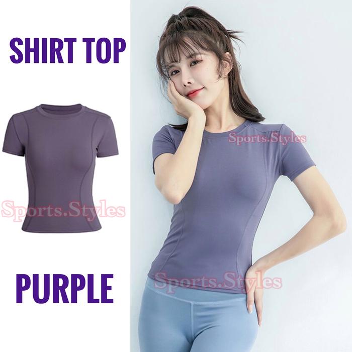 Gambar baju olahraga wanita shirt kaos gym fitnes yoga - purple, XXL dari GIGTME undefined Tokopedia