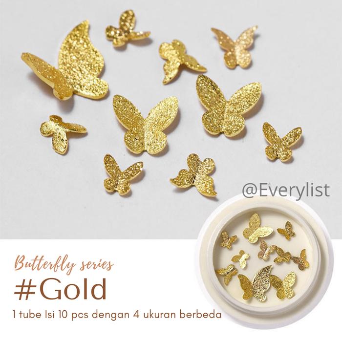 Gambar Kupu-kupu 3D bahan metal | Dekorasi Kuku | Nail Art - Gold dari Everylist undefined Tokopedia