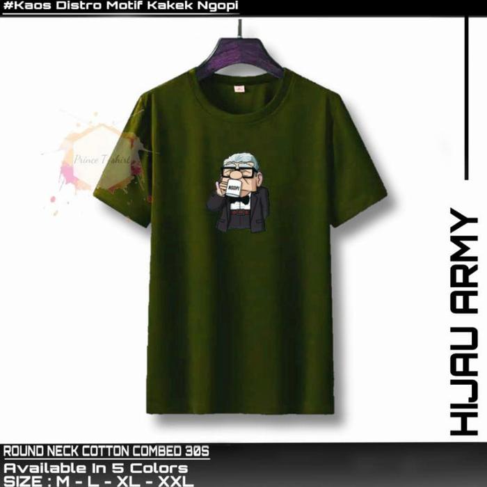 Gambar KAOS DISTRO DIGITAL PRINTING KAKEK MINUM KOPI UNISEX - hijau army, L dari kaosgrosirofficial89 undefined Tokopedia
